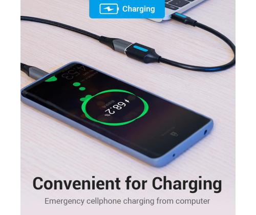 CABLE USB3.1C MALE TO A FEMALE/0.15M BLACK CCVBB VENTION
