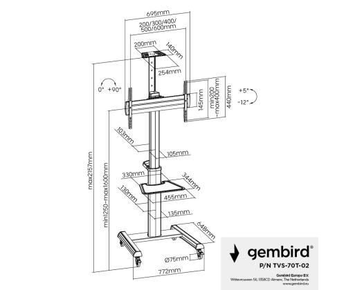 TV SET ACC FLOOR STAND 37-70"/TVS-70T-02 GEMBIRD