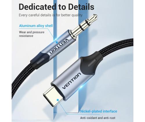 CABLE AUDIO 3.5MM TO USB-C/1M BGKHF VENTION