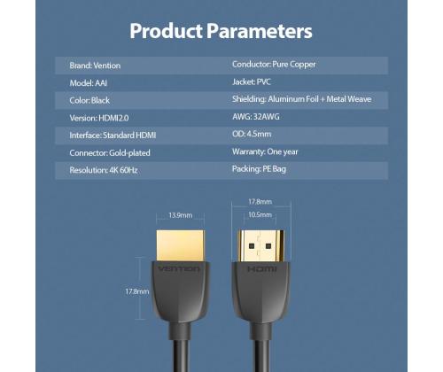 CABLE HDMI 2M/BLACK AAIBH VENTION