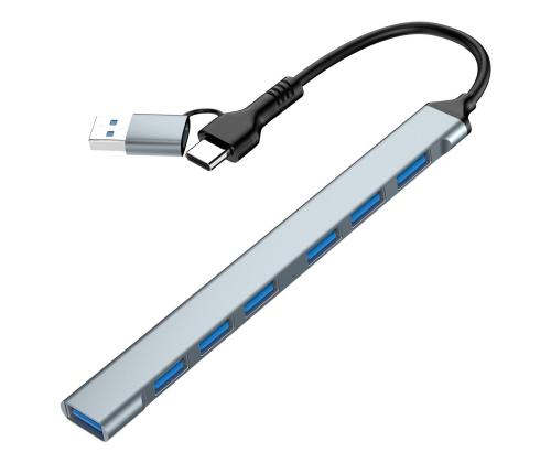 I/O HUB USB-A/USB-C 7PORT/UHB-ACM-U3P1U2P6-01 GEMBIRD