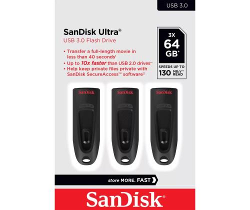 MEMORY DRIVE FLASH USB3 64GB/3PK SDCZ48-064G-G46T SANDISK