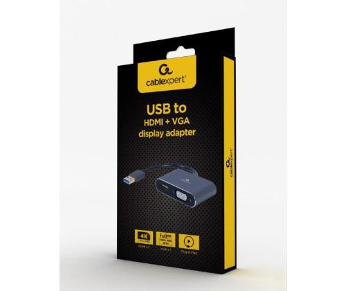 I/O ADAPTER USB3 TO HDMI/VGA/GREY A-USB3-HDMIVGA-01 GEMBIRD