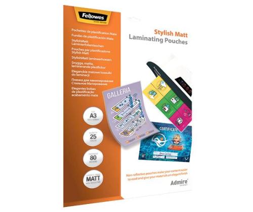 LAMINATOR POUCH STYLISH MATT/A3 80 25PCS 5602201 FELLOWES