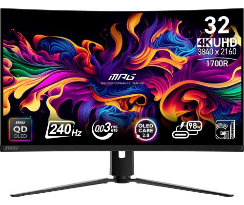 Monitor MSI MPG 321CURX QD-OLED 31.5" Gaming/Curved/4K Panel QD-OLED 3840x2160 16:9 240 Hz 0.03 ms…