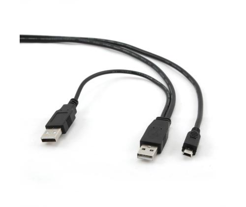 CABLE USB2 DUAL AM-MINI 0.9M/BLACK CCP-USB22-AM5P-3 GEMBIRD