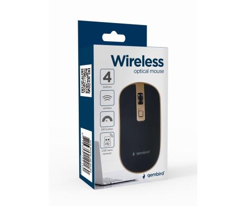 MOUSE USB OPTICAL WRL BLACK/GOLD MUSW-4B-06-BG GEMBIRD