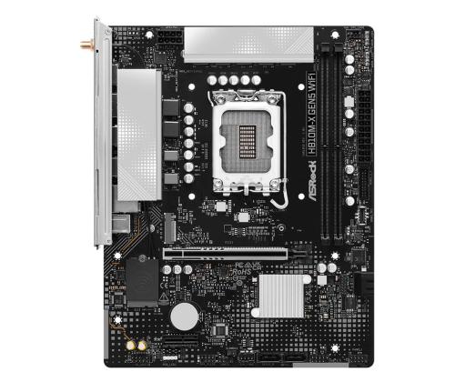 Mainboard ASROCK Intel H810 LGA 1851 (Socket V1) micro ATX RAM DDR5-SDRAM 2xSlots Wi-Fi Yes…