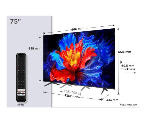 TV Set TCL 75 " 4K Ultra HD 3840 x 2160 pixels Flat 16:9 QLED 75P8K