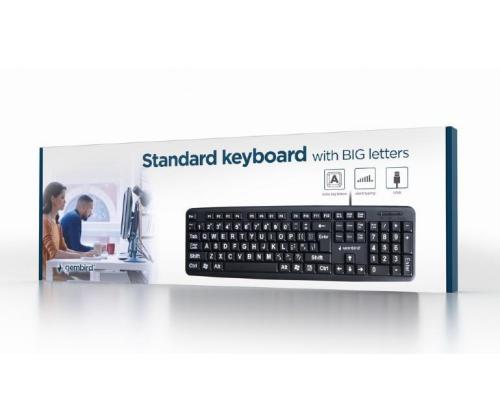 KEYBOARD STANDART USB ENG BIG/LETT. BLACK KB-US-103 GEMBIRD
