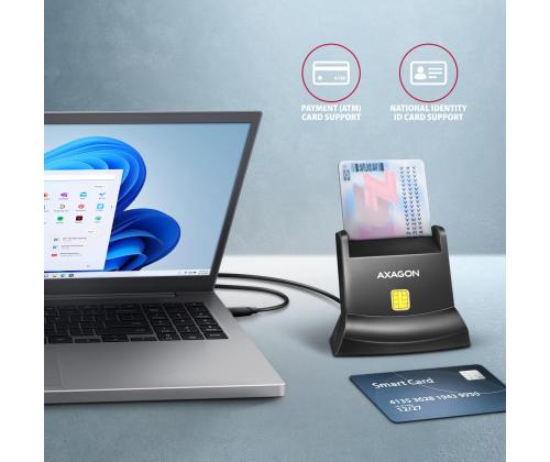 CARD READER STAND SMARTCARD/ID/USB-C 1.2M CRE-SM4NC AXAGON