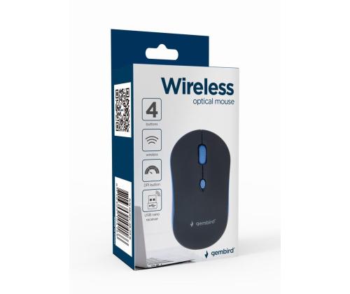 MOUSE USB OPTICAL WRL BLACK/BLUE MUSW-4B-03-B GEMBIRD
