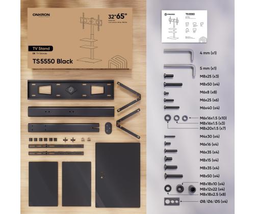 TV SET ACC FLOOR STAND /32-65"/BLACK TS5550-B ONKRON