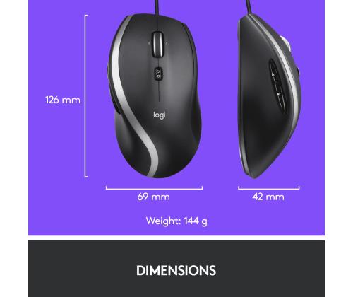 MOUSE USB OPTICAL M500S/BLACK 910-005784 LOGITECH