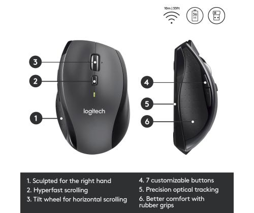 MOUSE USB LASER WRL M705/BLACK 910-001949 LOGITECH