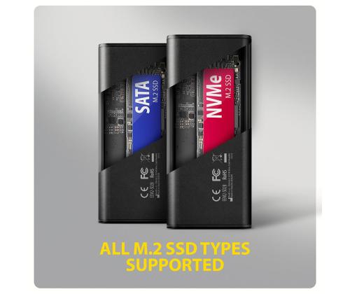 SSD ACC ENCLOSURE M.2 NVME/SATA USB-C EEM2-SD2B AXAGON