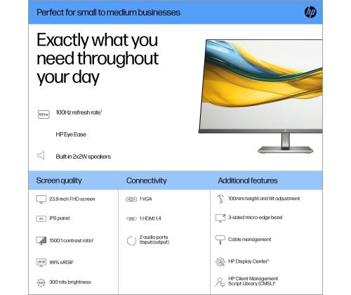 LCD Monitor HP 23.8 " 1920 x 1080 pixels Full HD Native aspect ratio 16:9 LCD Flat B11W5AT