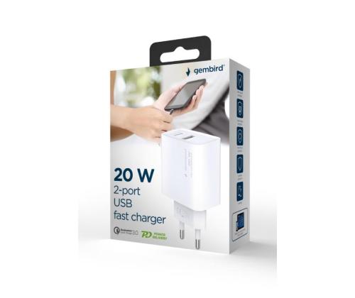 CHARGER USB UNIVERSAL QC3.0/TA-UC-PDQC20-01-W GEMBIRD