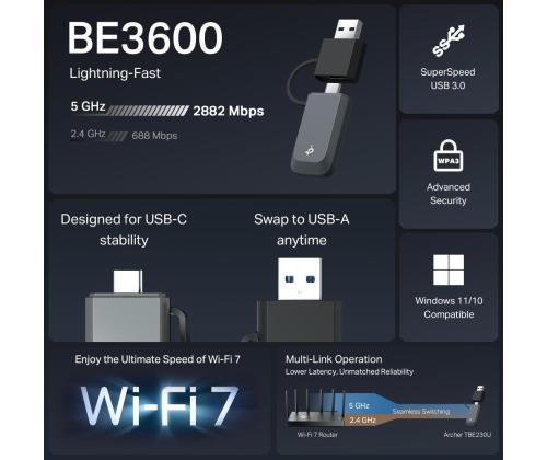WRL ADAPTER 3600MBPS WI-FI 7/ARCHER TBE230U TP-LINK