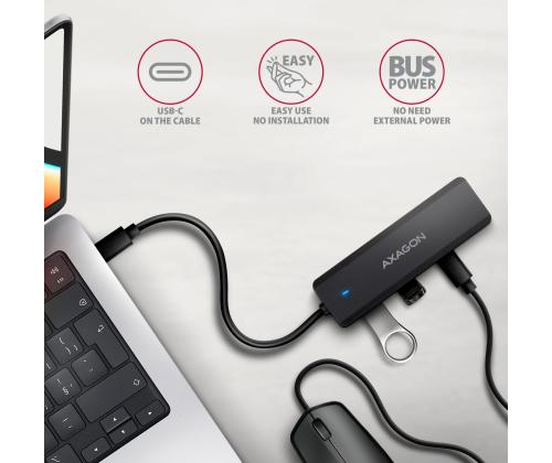 I/O HUB USB-C TRAVEL/0.19M HUE-C2C AXAGON