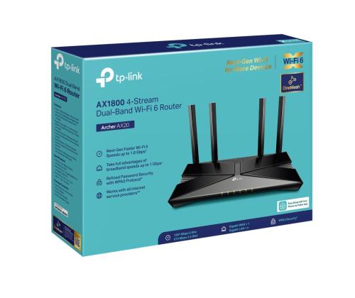 Wireless Router TP-LINK Wireless Router 1800 Mbps Mesh Wi-Fi 6 4x10/100/1000M LAN \ WAN ports 1…