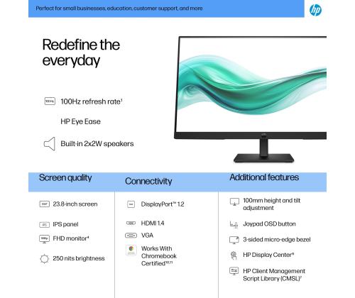 LCD Monitor HP 23.8 " 1920 x 1080 pixels Full HD Native aspect ratio 16:9 LCD Flat B0BU9UT
