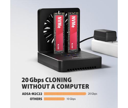 SSD ACC DOCK STATION USB-C/2XM.2 NVME ADSA-M2C22 AXAGON