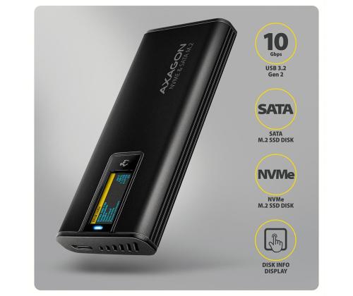 SSD ACC ENCLOSURE M.2 NVME/SATA USB-C EEM2-SD2B AXAGON