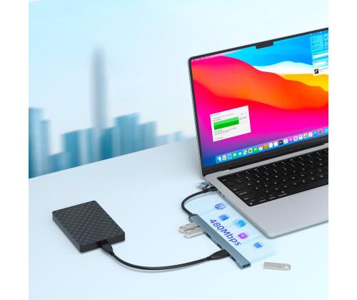 I/O HUB USB-A/USB-C 7PORT/UHB-ACM-U3P1U2P6-01 GEMBIRD