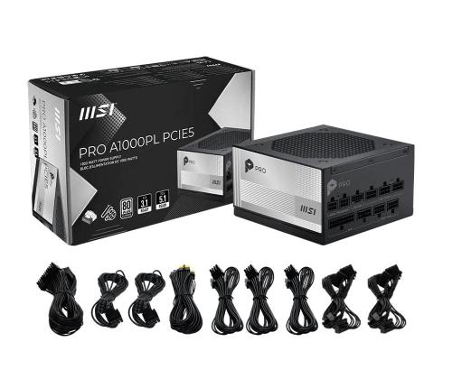 Power Supply MSI PRO A1000PL PCIE5 ATX PC 100 - 240 V 1000 W PROA1000PLPCIE5