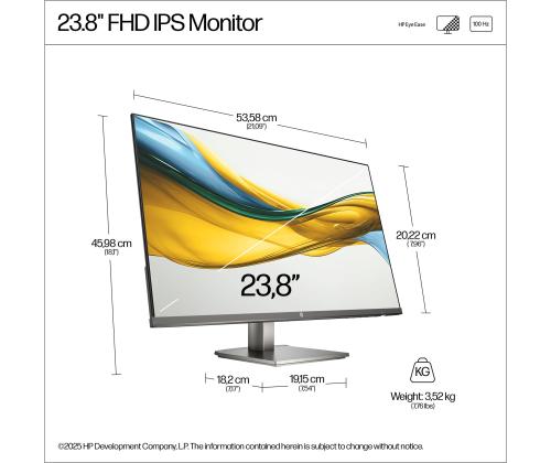 LCD Monitor HP 23.8 " 1920 x 1080 pixels Full HD Native aspect ratio 16:9 LCD Flat B11W5AT