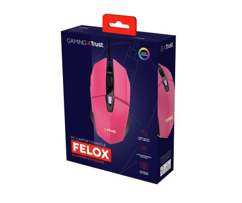 MOUSE USB OPTICAL GAMING PINK/GXT109P FELOX 25068 TRUST