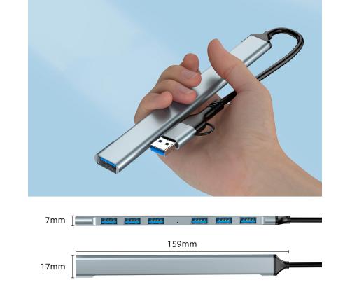 I/O HUB USB-A/USB-C 7PORT/UHB-ACM-U3P1U2P6-01 GEMBIRD