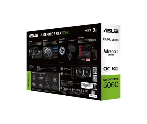 Graphics Card ASUS NVIDIA GeForce RTX 5060 8 GB GDDR7 128 bit PCI Express 5.0 Active DUAL-RTX5060…