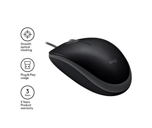 MOUSE USB OPTICAL B110 SILENT/BLACK 910-005508 LOGITECH