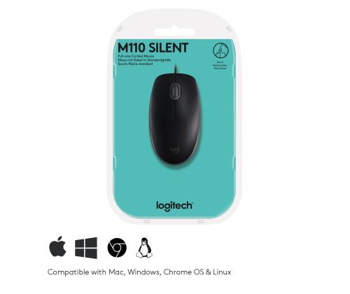 MOUSE USB OPTICAL B110 SILENT/BLACK 910-005508 LOGITECH
