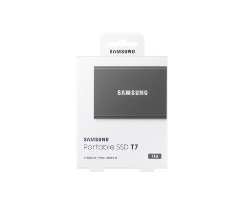 External SSD SAMSUNG T7 1TB USB 3.2 Write speed 1000 MBytes/sec Read speed 1050 MBytes/sec MU…