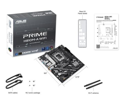 Mainboard ASUS Intel H810 LGA1851 Micro-ATX Memory DDR5 Memory slots 2 PRIMEH810M-AWIFI
