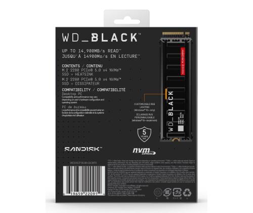 SSD SANDISK 2400xTBW rating NVMe Yes PCI Express 5.0 M.2 1000 GB WDS100T1XHM-00CMT0