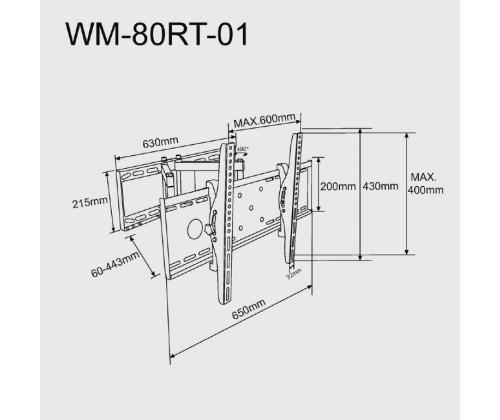 TV SET ACC WALL MOUNT 37-80"/WM-80ST-02 GEMBIRD