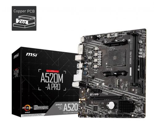 Mainboard MSI AMD A520 SAM4 MicroATX 1xPCI-Express 3.0 1x 1xPCI-Express 3.0 16x 1xM.2 Memory DDR4...