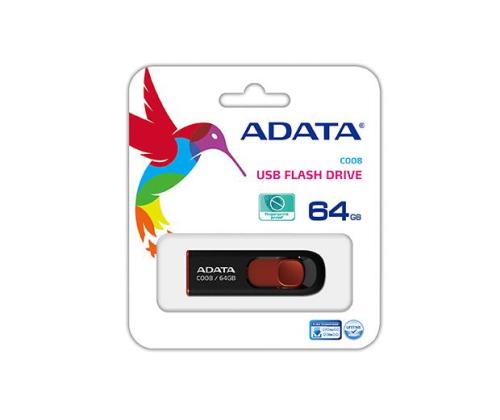 MEMORY DRIVE FLASH USB2 64GB/BLACK/RED AC008-64G-RKD ADATA