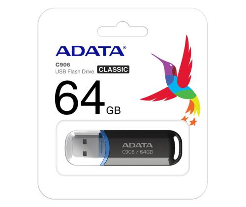 MEMORY DRIVE FLASH USB2 64GB/BLACK AC906-64G-RBK A-DATA