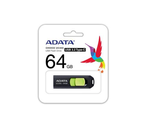 MEMORY DRIVE FLASH USB-C 64GB/ACHO-UC300-64G-RBK/GN ADATA