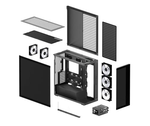 Case ARCTIC Xtender (Mirror Black) MidiTower Case product features Transparent panel Not included...