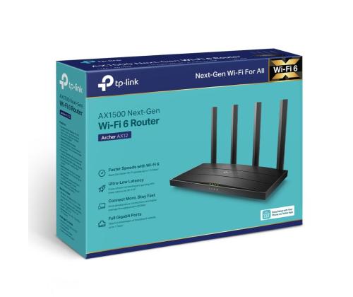 Wireless Router TP-LINK Wireless Router 1500 Mbps Wi-Fi 6 1 WAN 3x10/100/1000M Number of antennas...