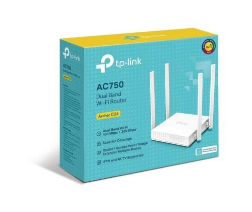Wireless Router TP-LINK 750 Mbps 1 WAN 4x10/100M Number of antennas 4 ARCHERC24