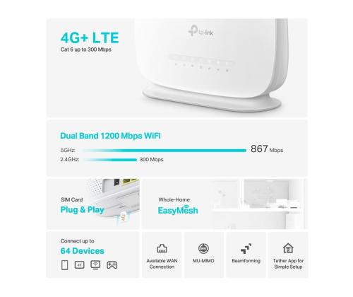 Wireless Router TP-LINK Wireless Router 1200 Mbps IEEE 802.11a IEEE 802.11 b/g IEEE 802.11n IEEE...