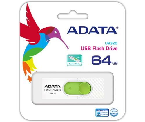 MEMORY DRIVE FLASH USB3.1 64GB/WHITE AUV320-64G-RWHGN ADATA