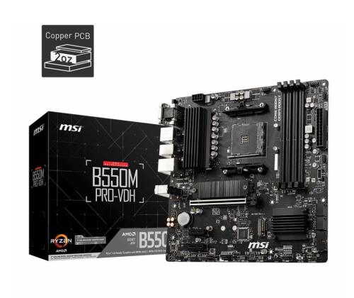 Mainboard MSI AMD B550 SAM4 MicroATX Memory DDR4 Memory slots 4 2xPCI-Express 3.0 1x 1xPCI...